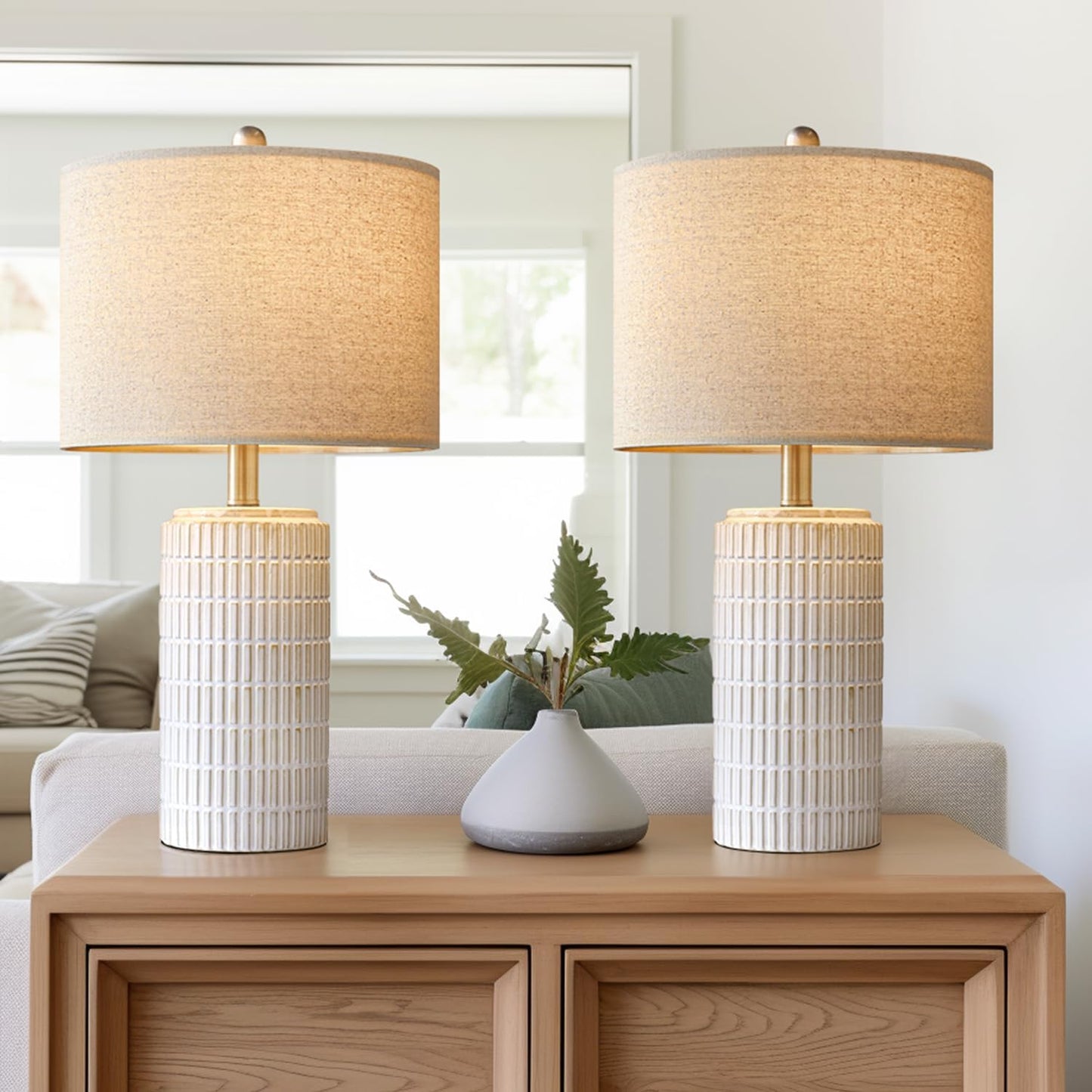 Modern Ceramic Table Lamps Set of 2 - 23" White Farmhouse