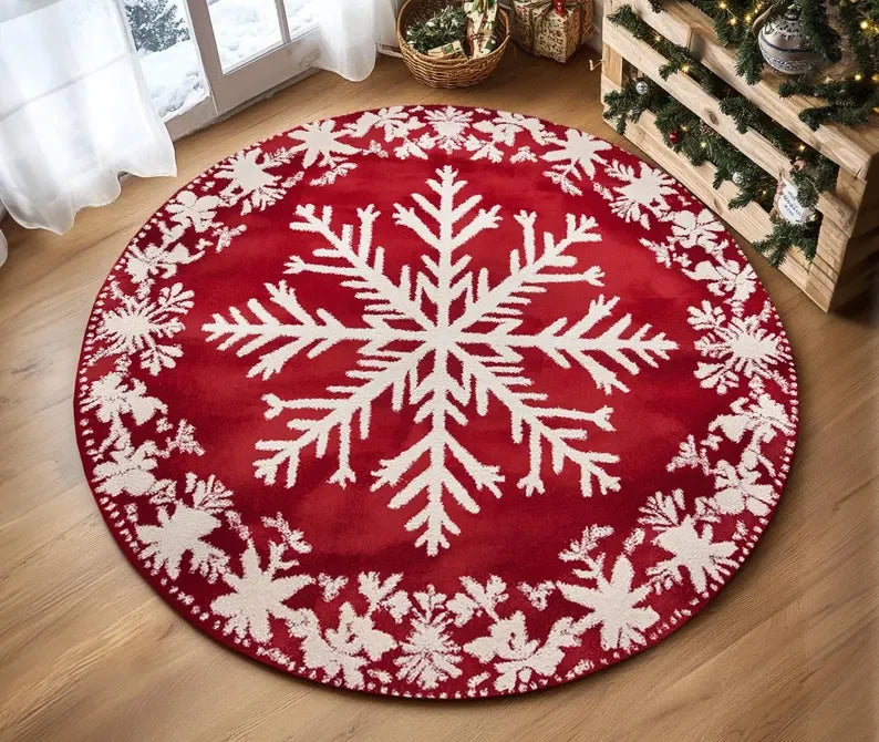 Area Rug: Festive Snowflake Rug - Cozy Christmas Tree Decor
