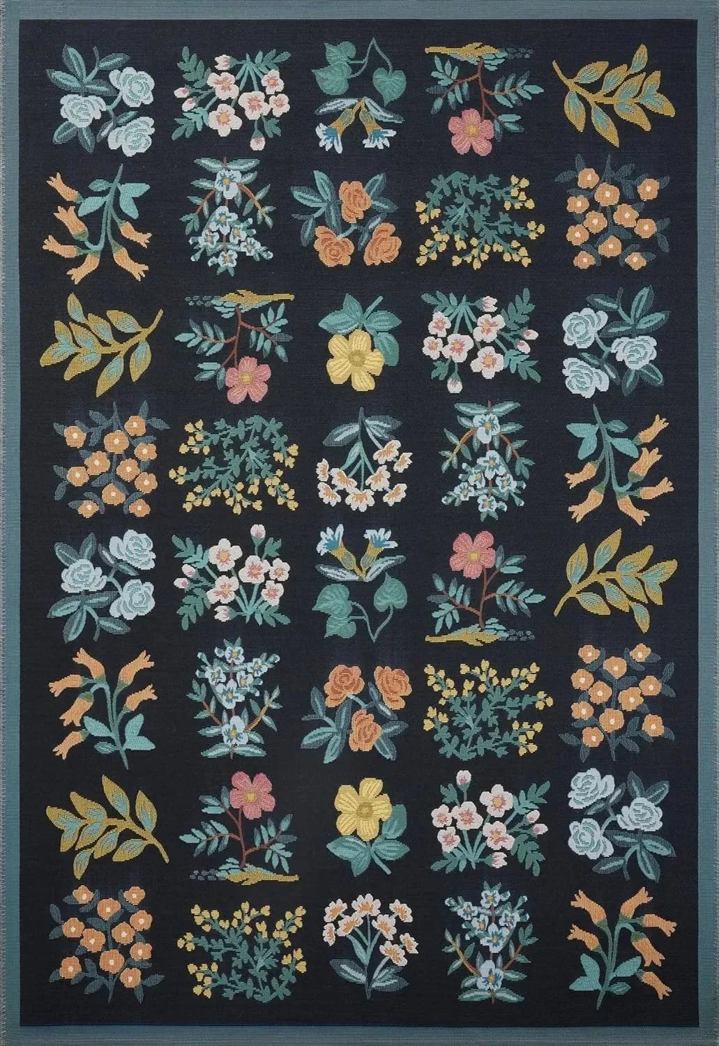 Floral Living Room Rugs - Large, Soft, Washable, Anti-Slip Mat