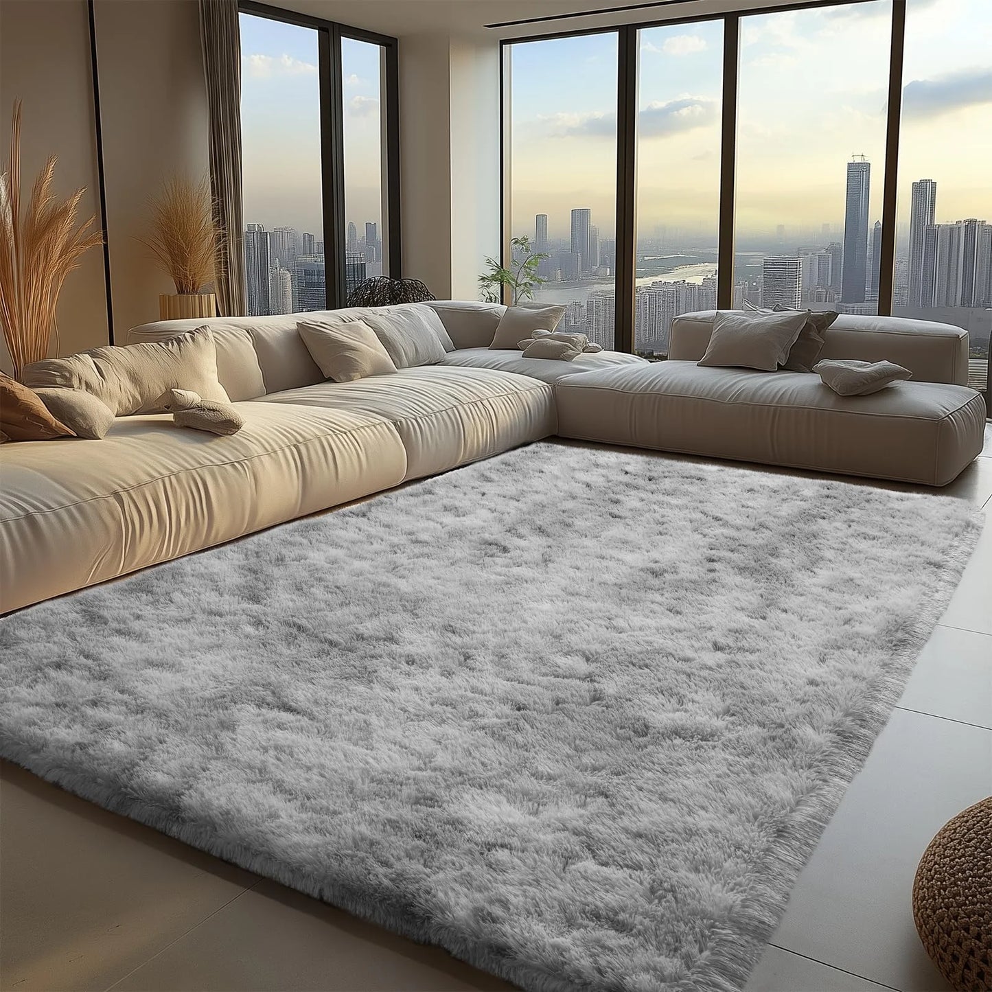 VIKAMA Fluffy Living Room Carpet - Minimalist & Slip-Resistant