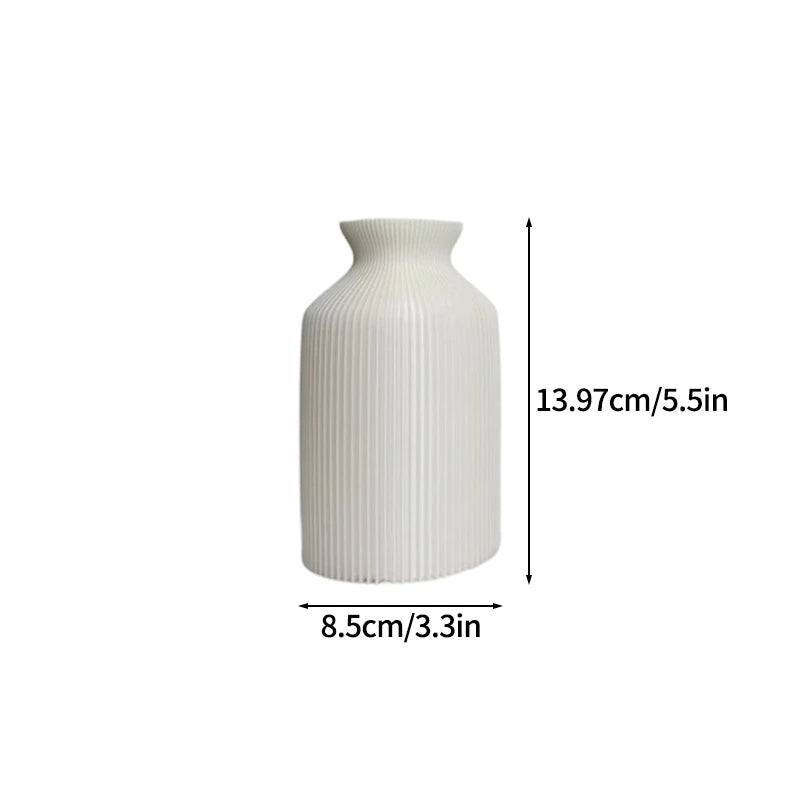 3D Printed Minimalist Flower Vase - White Pampas Grass Decor