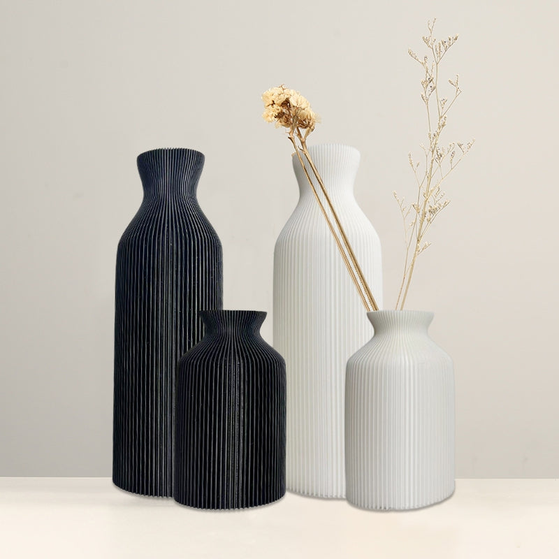 3D Printed Minimalist Flower Vase - White Pampas Grass Decor