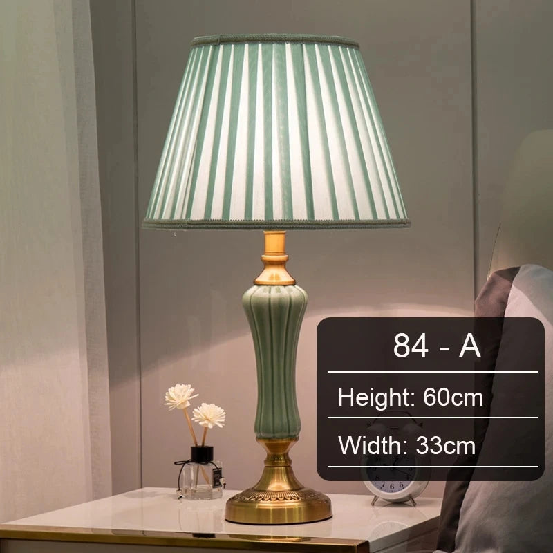 Modern Hotel Bedside Lamp Table Ceramic Light Nordic Ins Fabric Desk Light Household Foyer Living Room Bedside Study Desk Lamp