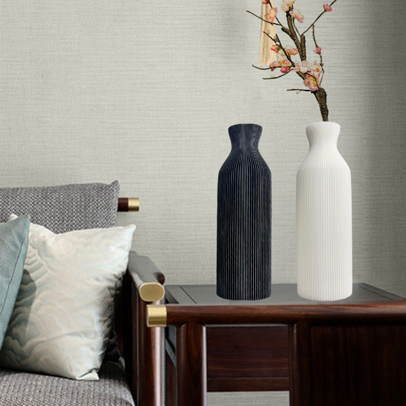 3D Printed Minimalist Flower Vase - White Pampas Grass Decor