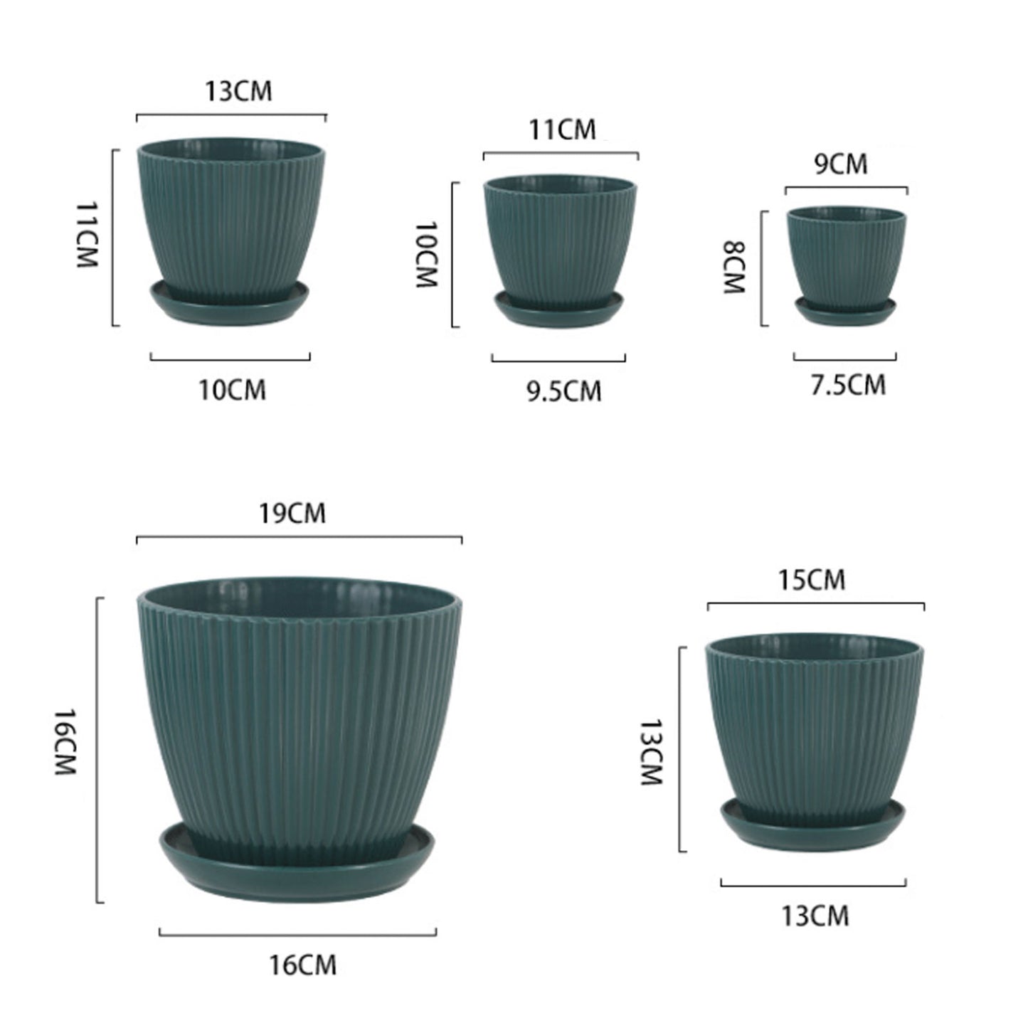 Green Dill Plastic Flower Pot - Double Layer with Tray