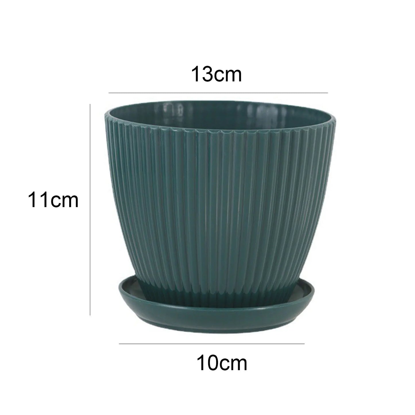 Green Dill Plastic Flower Pot - Double Layer with Tray