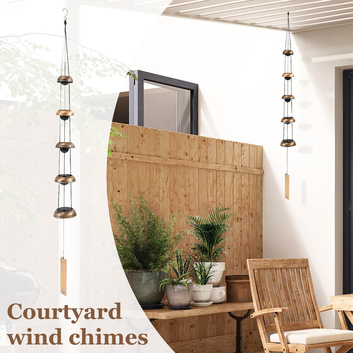 Wind Chime- Red Copper Temple Bells for Kids
