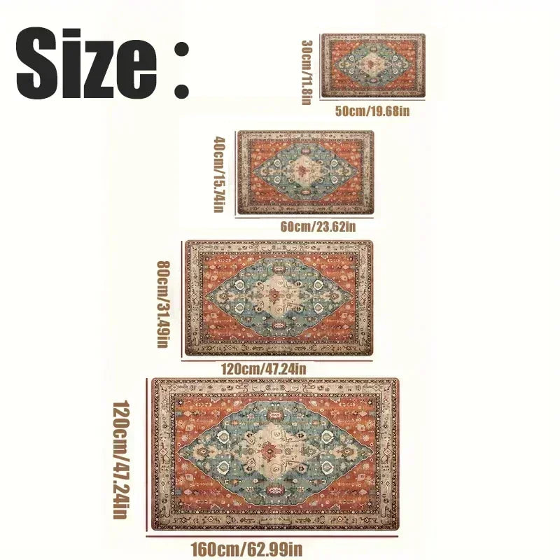 Floral Living Room Rugs - Large, Soft, Washable, Anti-Slip Mat