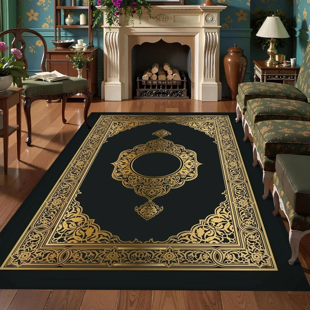 Black Bohemian Style Carpet Turkish Stain-resistant Carpet Living Room Bedroom Rug Coffee Table FloorMat Gift Fashion Home Decor