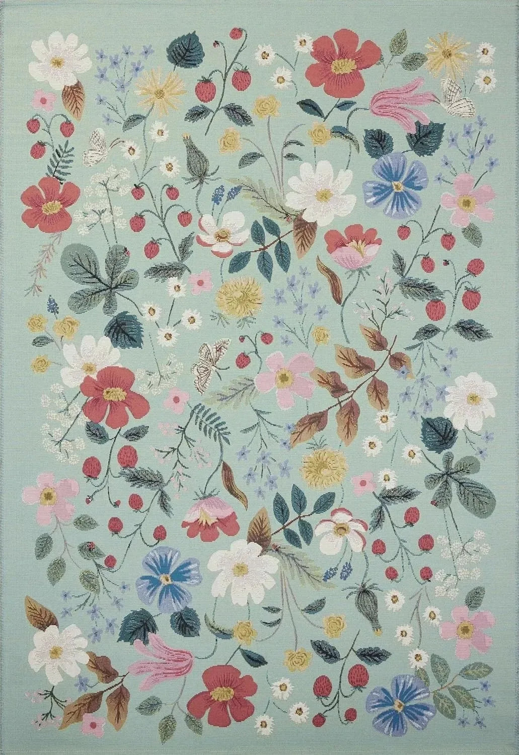 Floral Living Room Rugs - Large, Soft, Washable, Anti-Slip Mat