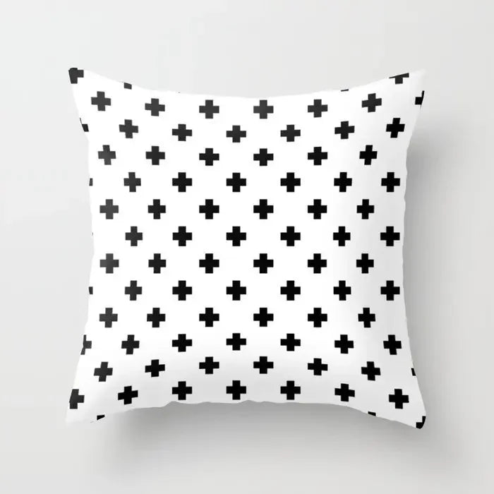 Pillow Cover - Modern Nordic Geometric Black White Design