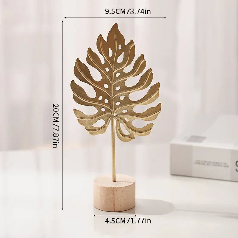 1pcs Leaf Feather Metal Model Figurines Manual Desktop Crafts Ornaments Photo Props Statues Sculptures Home Decor