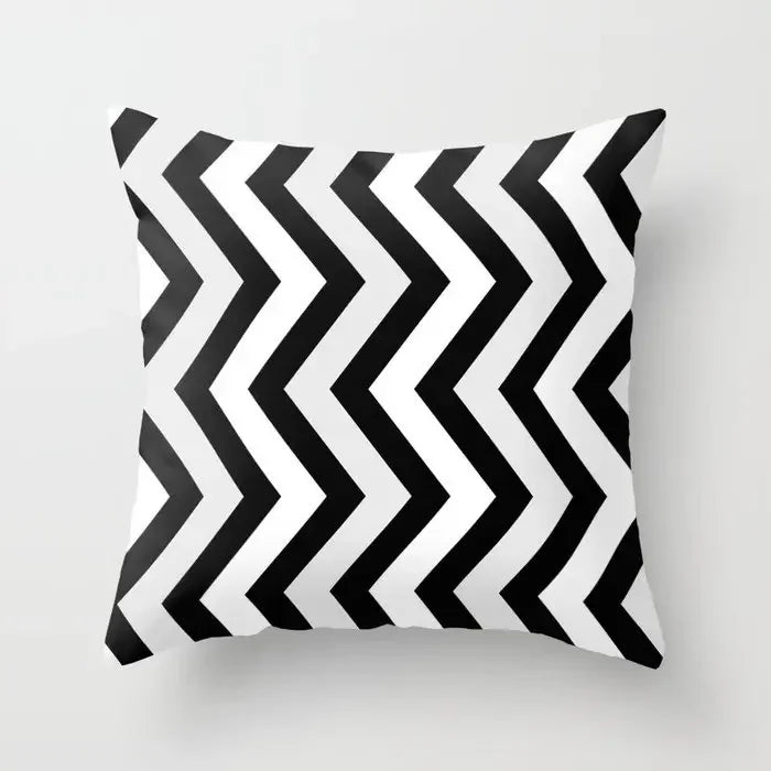 Pillow Cover - Modern Nordic Geometric Black White Design