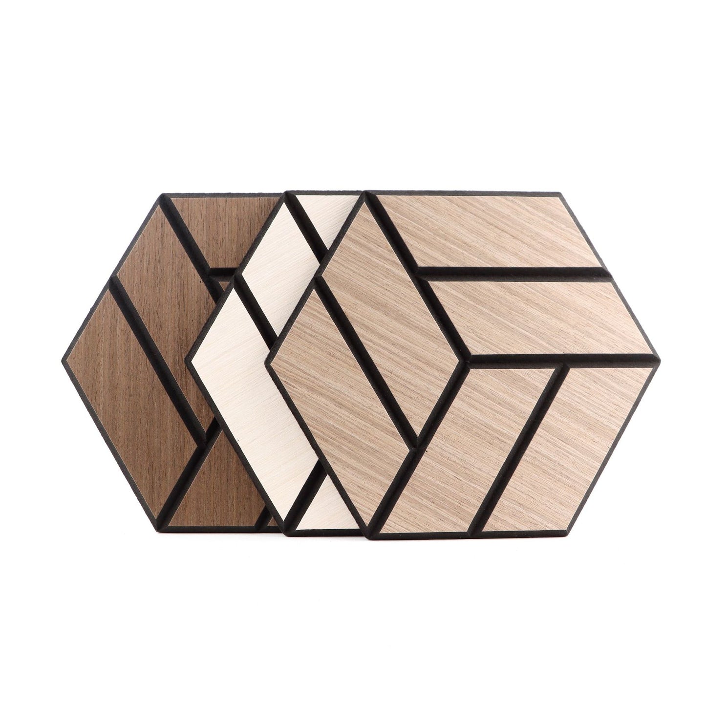 Polyester Soundproof Panels - Wood Grain Hexagonal Acoustic Decor