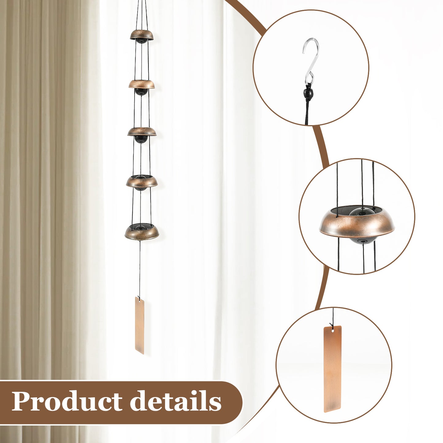 Wind Chime- Red Copper Temple Bells for Kids