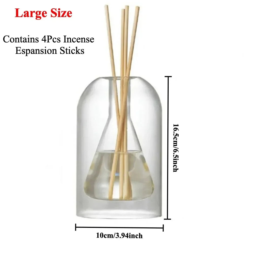 Minimalist Transparent Double Glass Reed Diffuser Container Modern Aromatherapy Vase with Diffusers Sticks Home Decor
