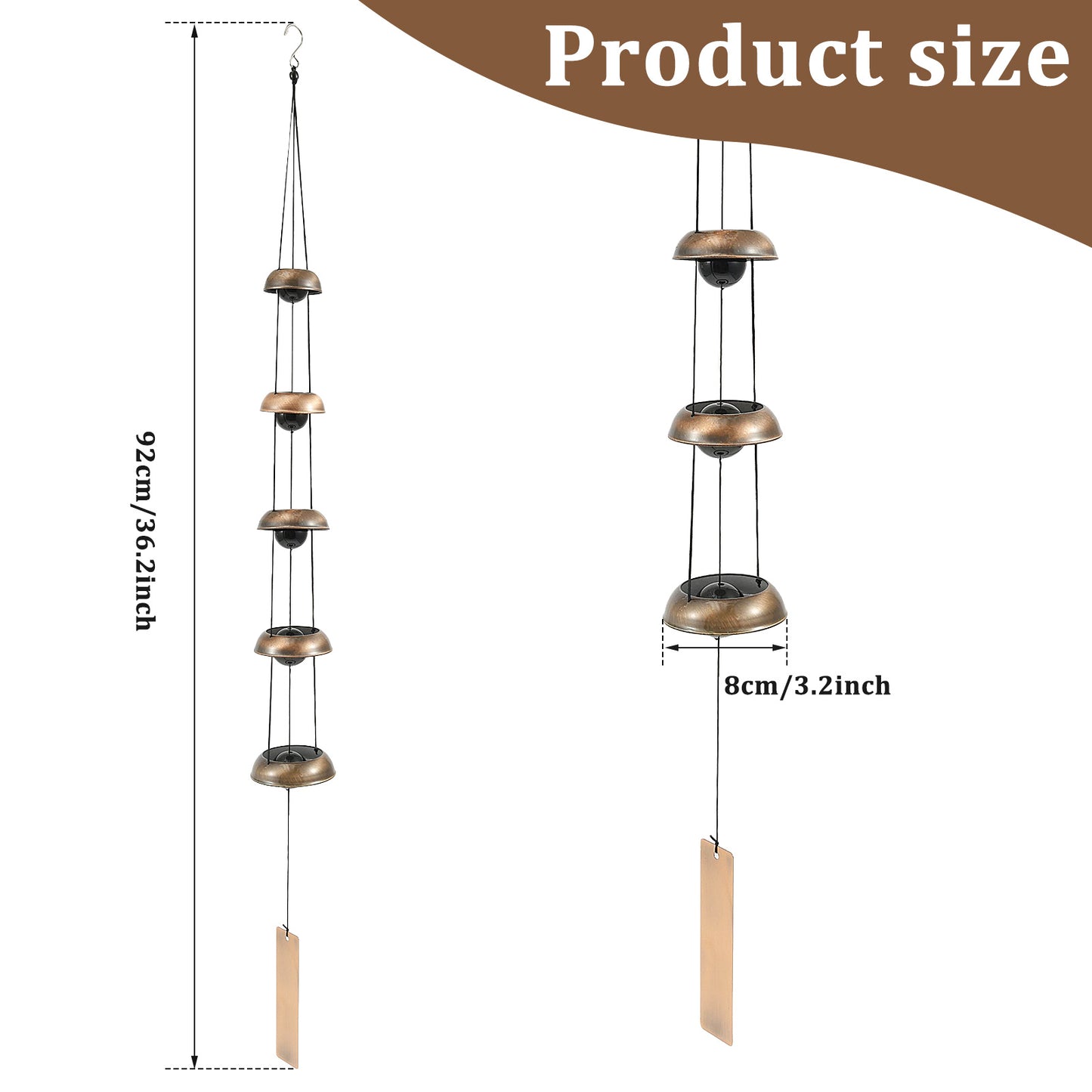 Wind Chime- Red Copper Temple Bells for Kids