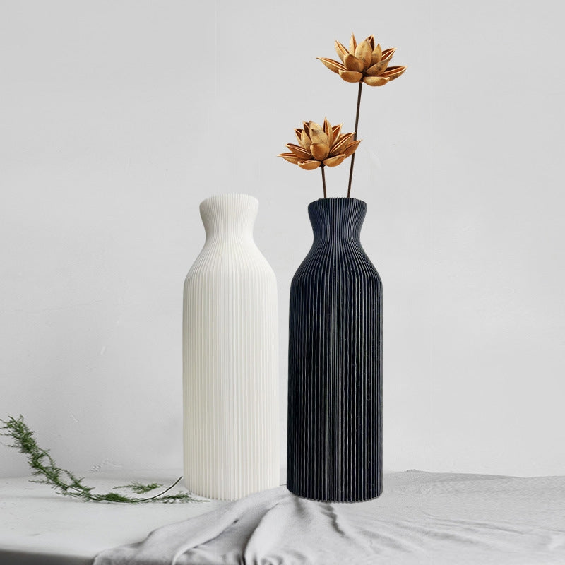 3D Printed Minimalist Flower Vase - White Pampas Grass Decor