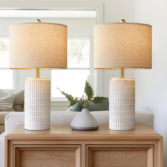 Modern Ceramic Table Lamps Set of 2 - 23" White Farmhouse