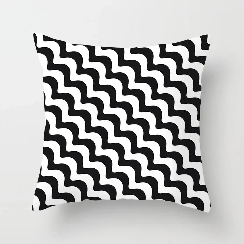 Pillow Cover - Modern Nordic Geometric Black White Design