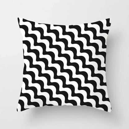 Pillow Cover - Modern Nordic Geometric Black White Design