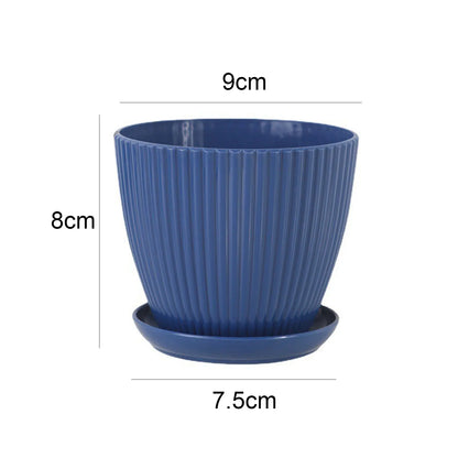 Green Dill Plastic Flower Pot - Double Layer with Tray