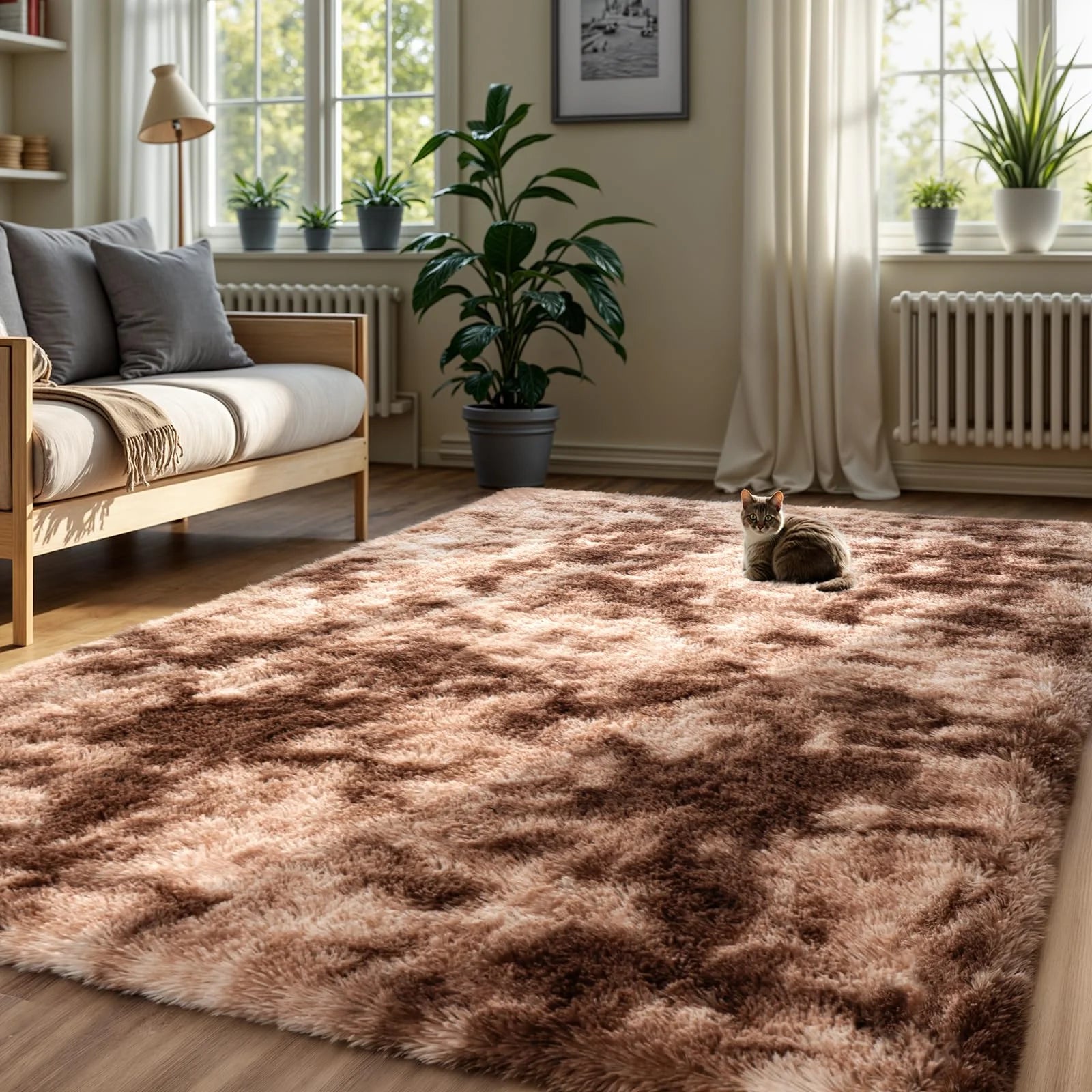 VIKAMA Fluffy Living Room Carpet - Minimalist & Slip-Resistant