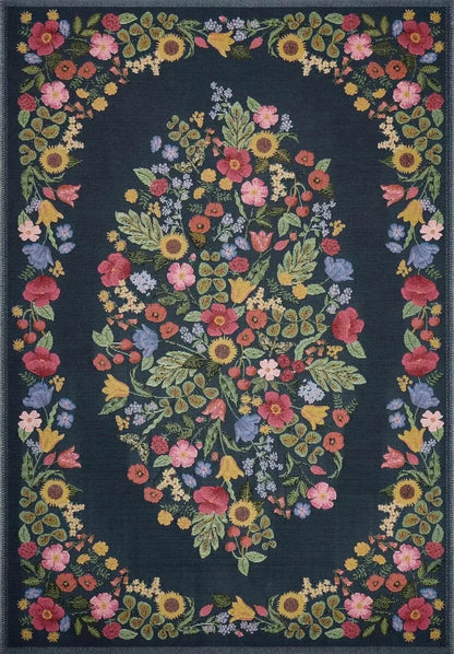 Floral Living Room Rugs - Large, Soft, Washable, Anti-Slip Mat