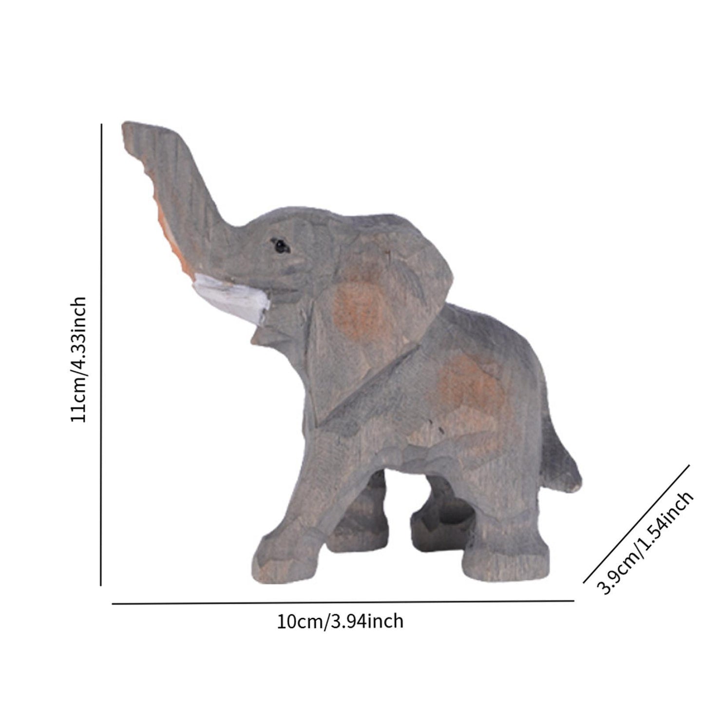 Elephant Statue Handmade Wooden Sculpture for Office Decor