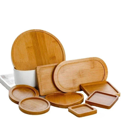 Wood Tray: Bamboo Tray Coaster Multi-Use Wood Saucer & Cup Mat