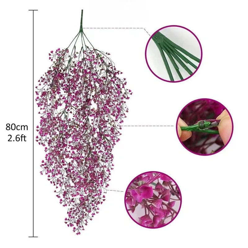 1/2Pcs 80CM Artificial Plants Vine Hanging Leaves Vines for Home Room Decor Garden Wedding Decoration Outdoor Decor Fake Plant