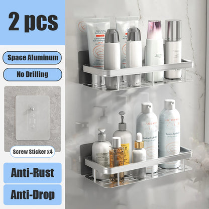 Bathroom Storage Rack: No-Drill Wall Mount Corner Shelf