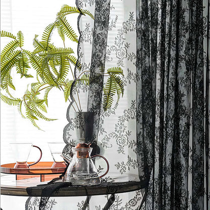 1pc Romantic Lace Sheer Curtain, Flower Lace Window Curtains for Living Room Bedroom Home Decor, Window Screening Rod Pocket
