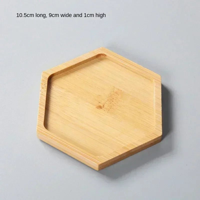 Wood Tray: Bamboo Tray Coaster Multi-Use Wood Saucer & Cup Mat