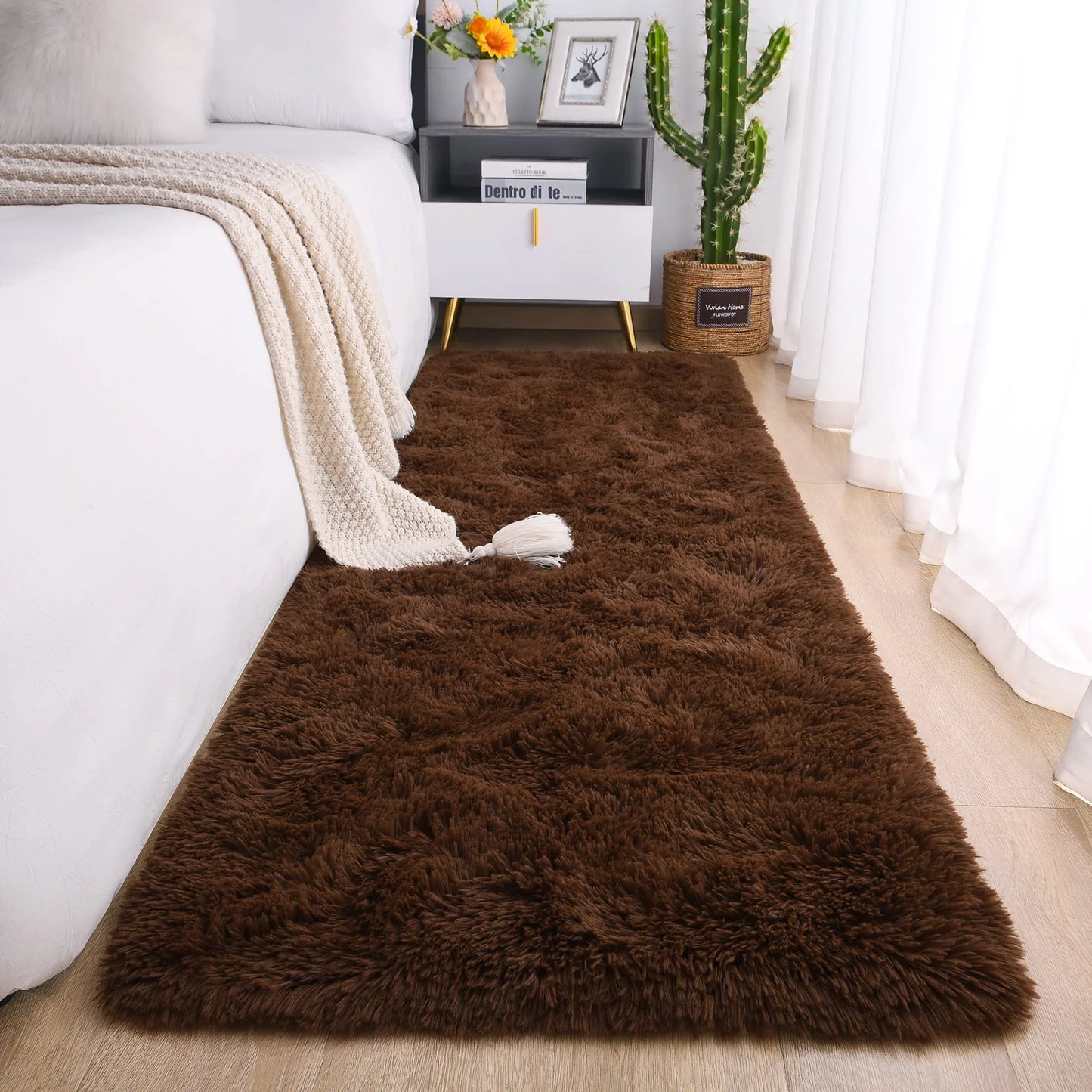 Tie-Dye Runner Area Rug - Shaggy Bedside Mat for Kids' Rooms