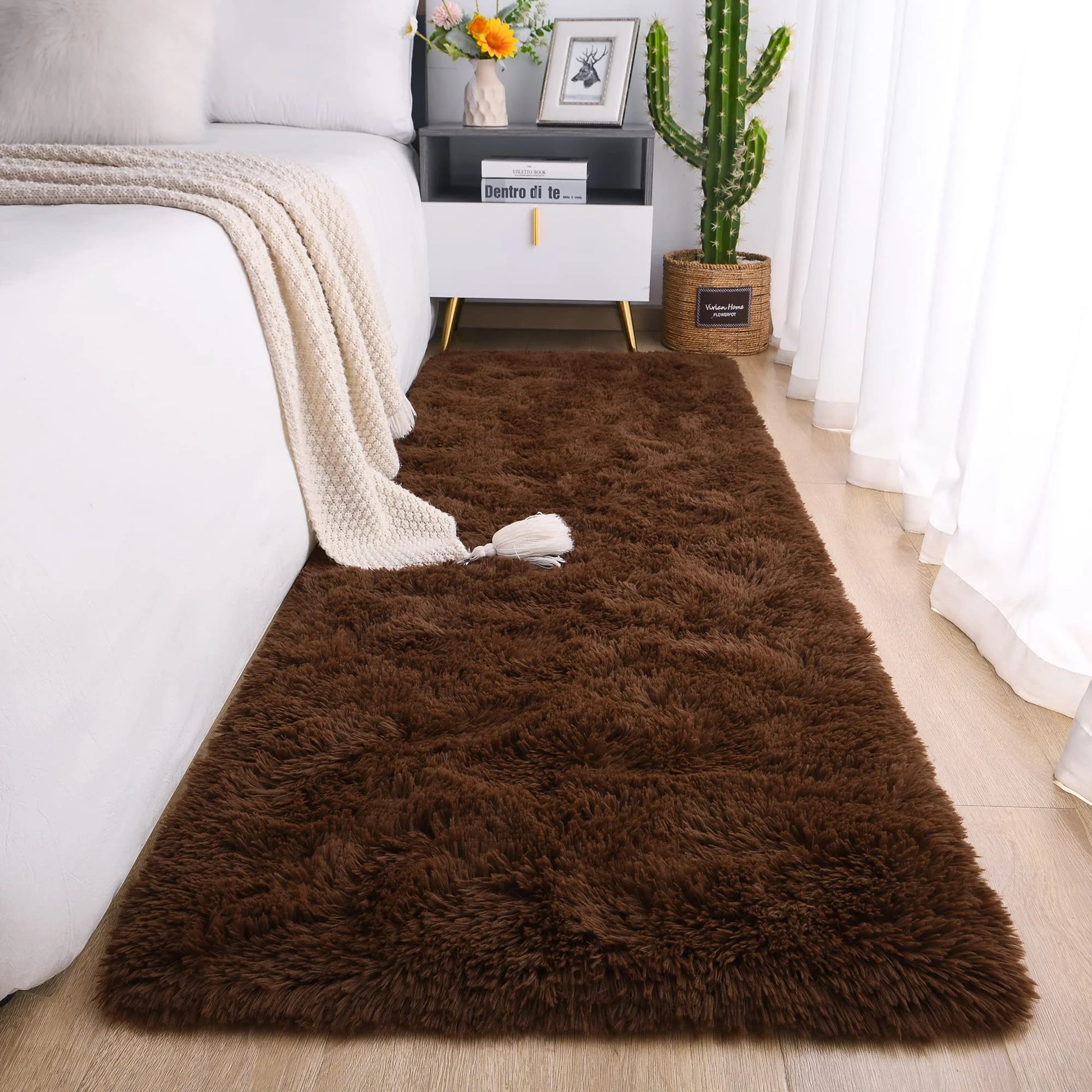 Tie-Dye Runner Area Rug - Shaggy Bedside Mat for Kids' Rooms