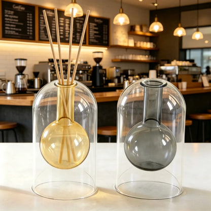 Minimalist Transparent Double Glass Reed Diffuser Container Modern Aromatherapy Vase with Diffusers Sticks Home Decor