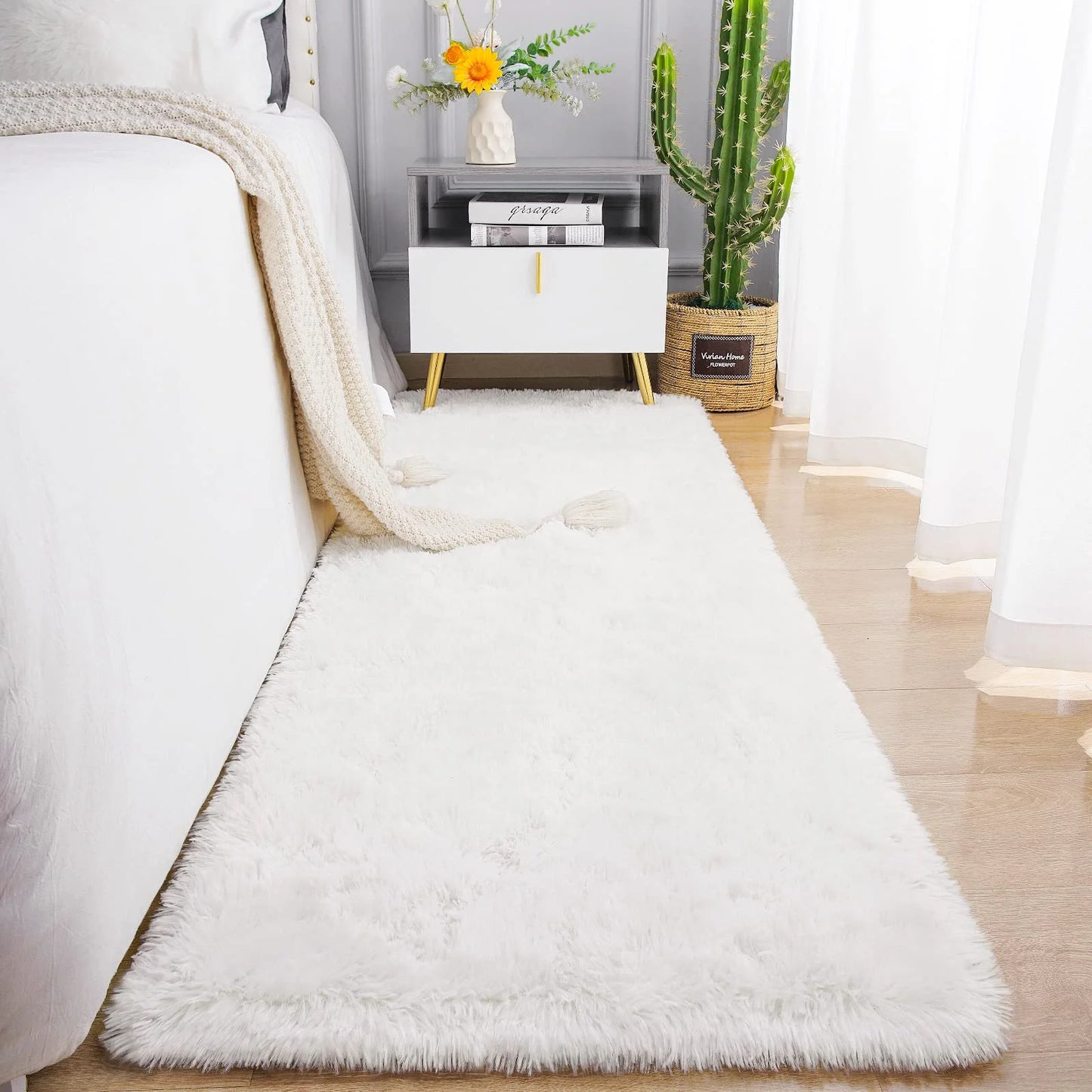 Tie-Dye Runner Area Rug - Shaggy Bedside Mat for Kids' Rooms