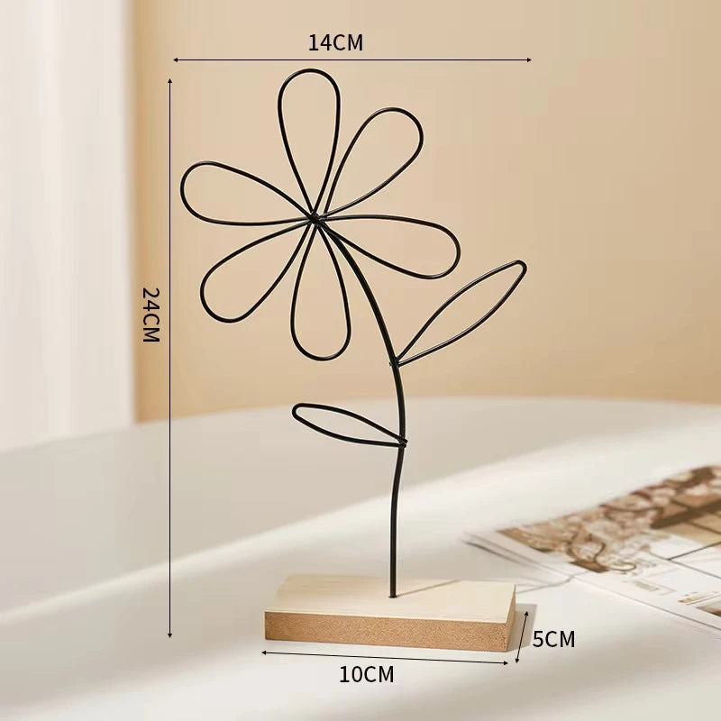 1Pcs Nordic Style Iron Flower Decoration Creative Home Living Room Entrance Wine Cabinet Metal Crafts Desk Decoration