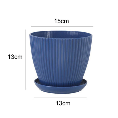 Green Dill Plastic Flower Pot - Double Layer with Tray