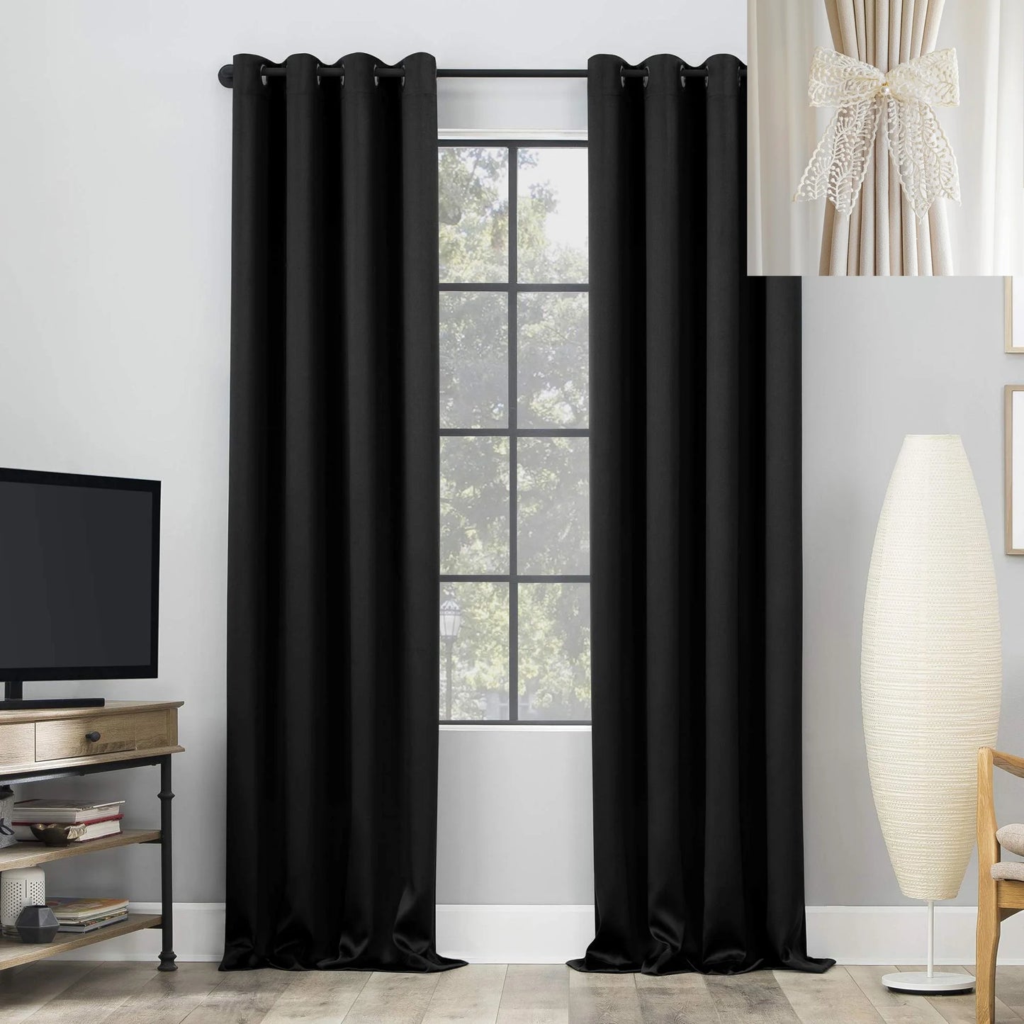 Yellow Blackout Curtains with Black TPU Interlining