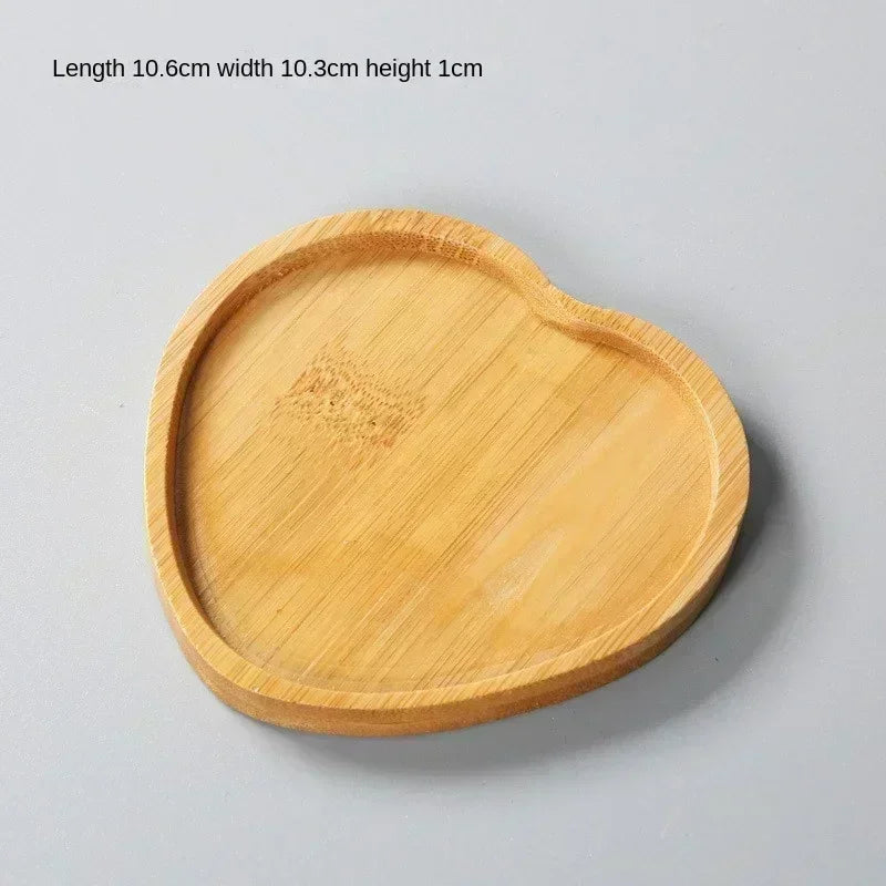 Wood Tray: Bamboo Tray Coaster Multi-Use Wood Saucer & Cup Mat