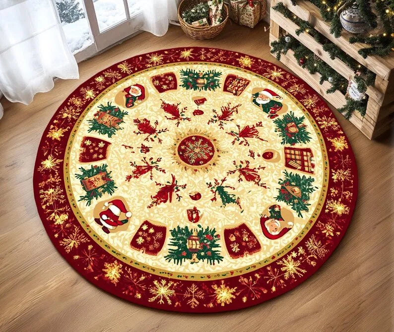 Area Rug: Festive Snowflake Rug - Cozy Christmas Tree Decor