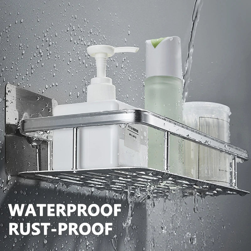 Bathroom Storage Rack: No-Drill Wall Mount Corner Shelf