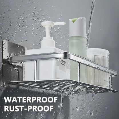 Bathroom Storage Rack: No-Drill Wall Mount Corner Shelf