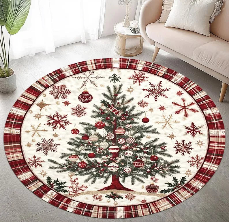 Area Rug: Festive Snowflake Rug - Cozy Christmas Tree Decor
