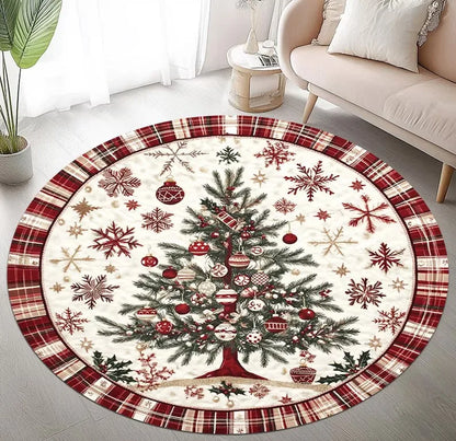 Area Rug: Festive Snowflake Rug - Cozy Christmas Tree Decor