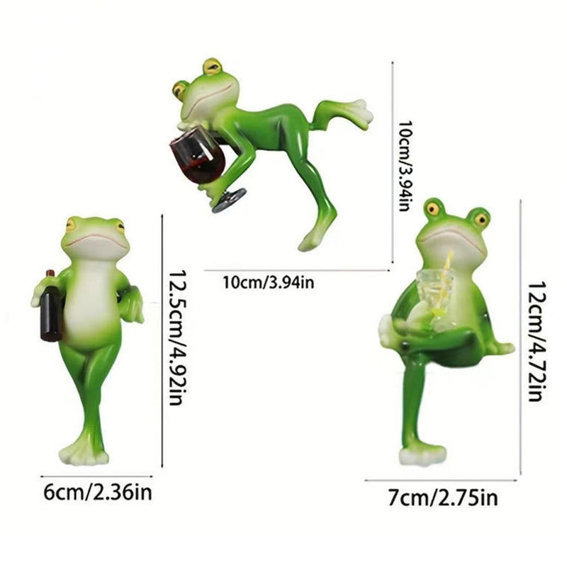 Figurine: Funny Resin Frog Planter Hugger - Tipsy Frog Decor
