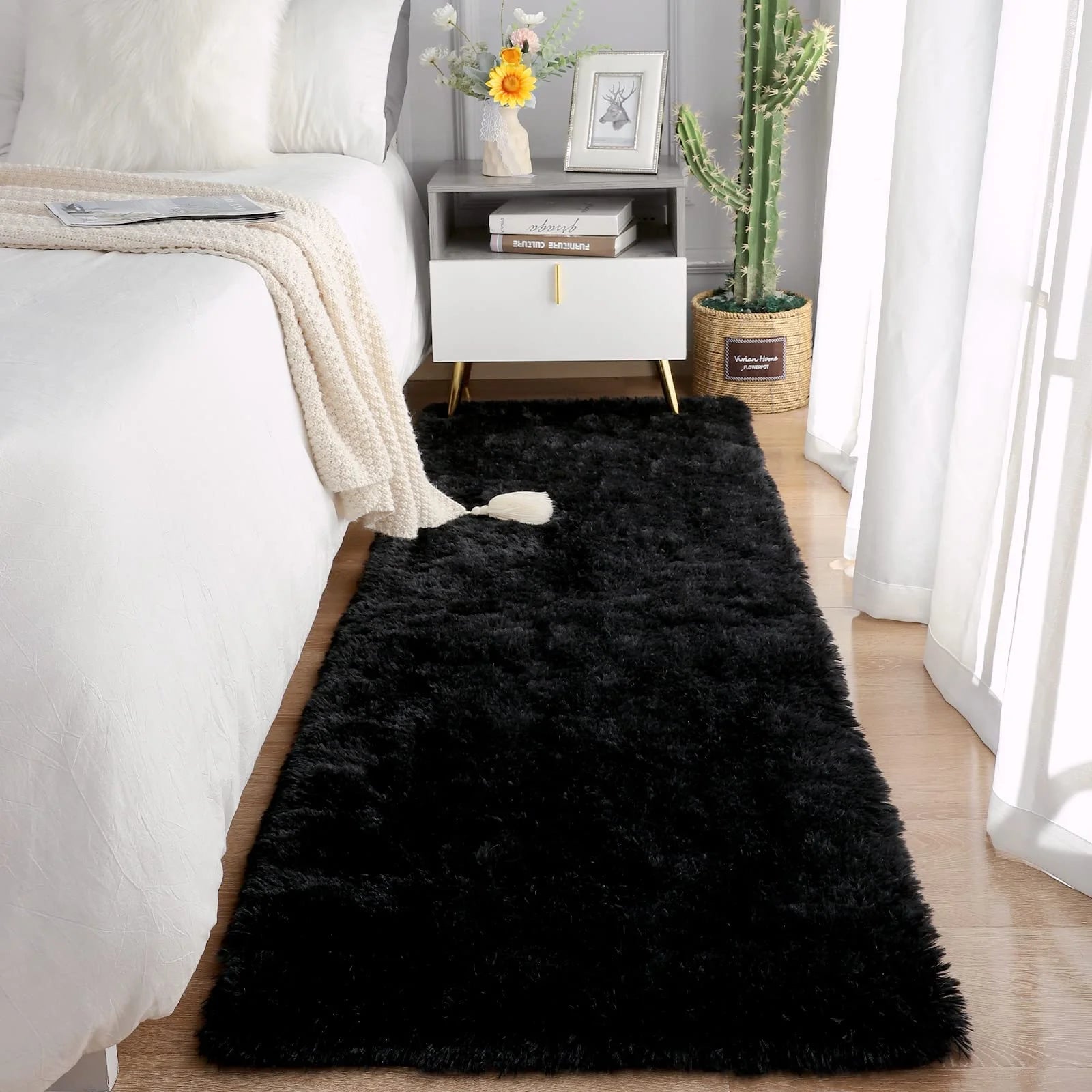 Tie-Dye Runner Area Rug - Shaggy Bedside Mat for Kids' Rooms