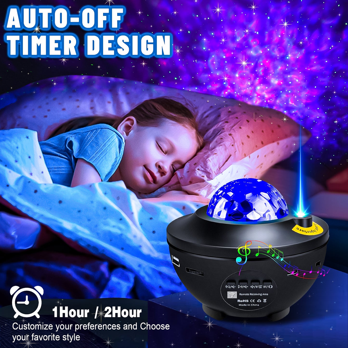 Starry Projector Galaxy Night Light Bluetooth Music Lamp